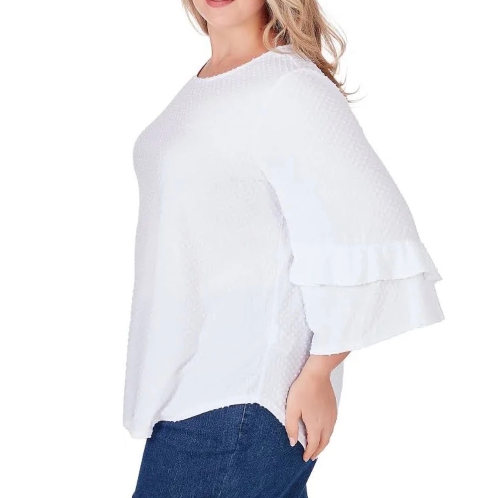 Ruby Rd. Swiss Dot Textured Patio Party White Top - Picture 5 of 8